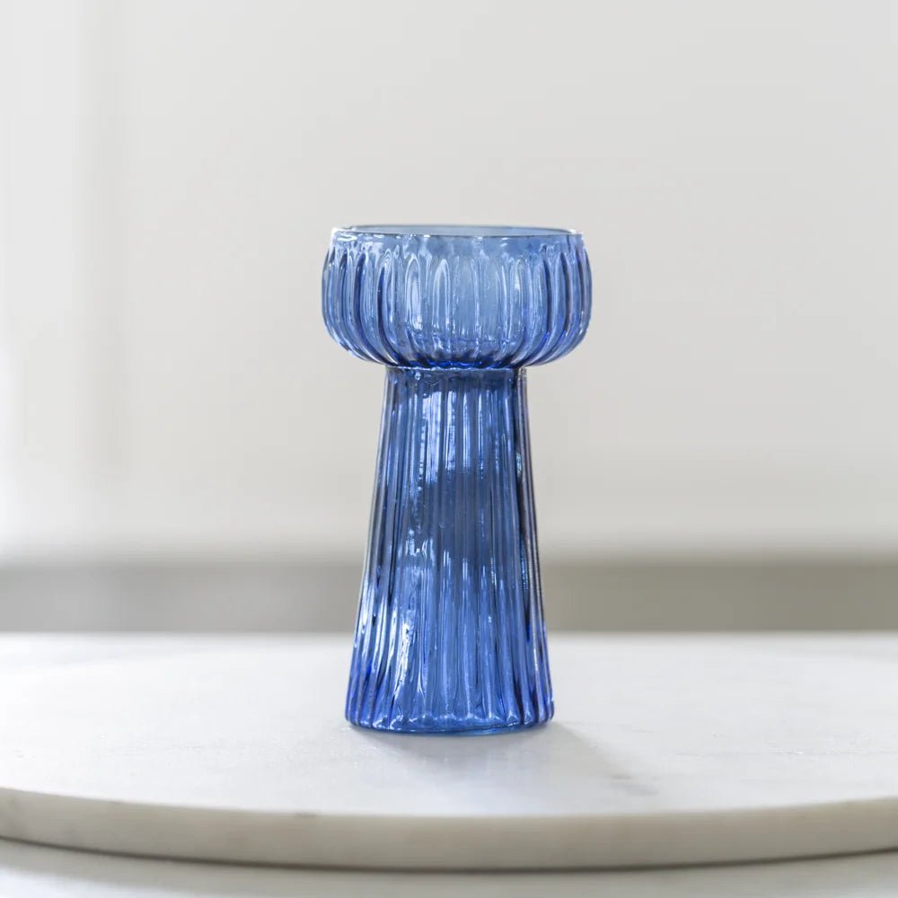 Ribbed Hyacinth Vase Inky Blue - Distinctly Living