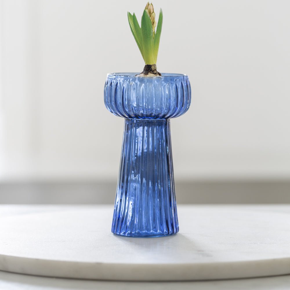 Ribbed Hyacinth Vase Inky Blue - Distinctly Living