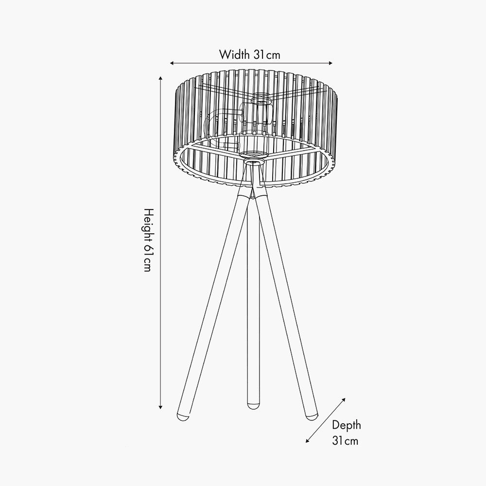 Senigallia Slatted Natural Wood Tripod Table Lamp - Distinctly Living