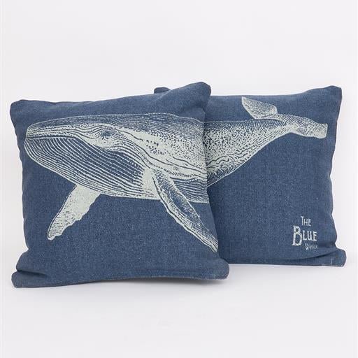 Set of 2 Denim Blue Whale Cushions - Distinctly Living