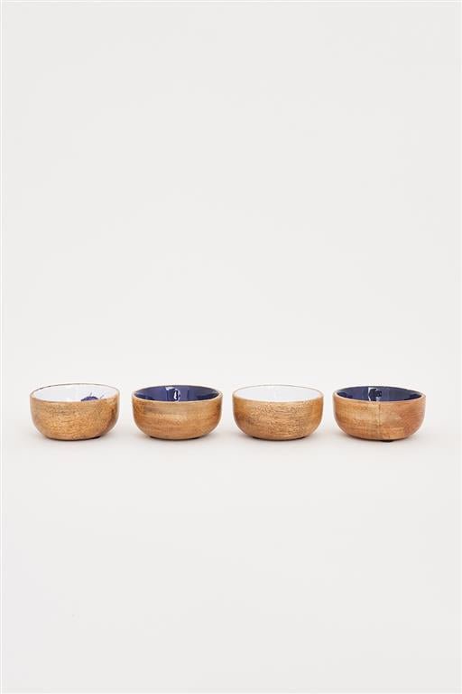 Set of 4 Enamelled Wooden Bowls - Distinctly Living