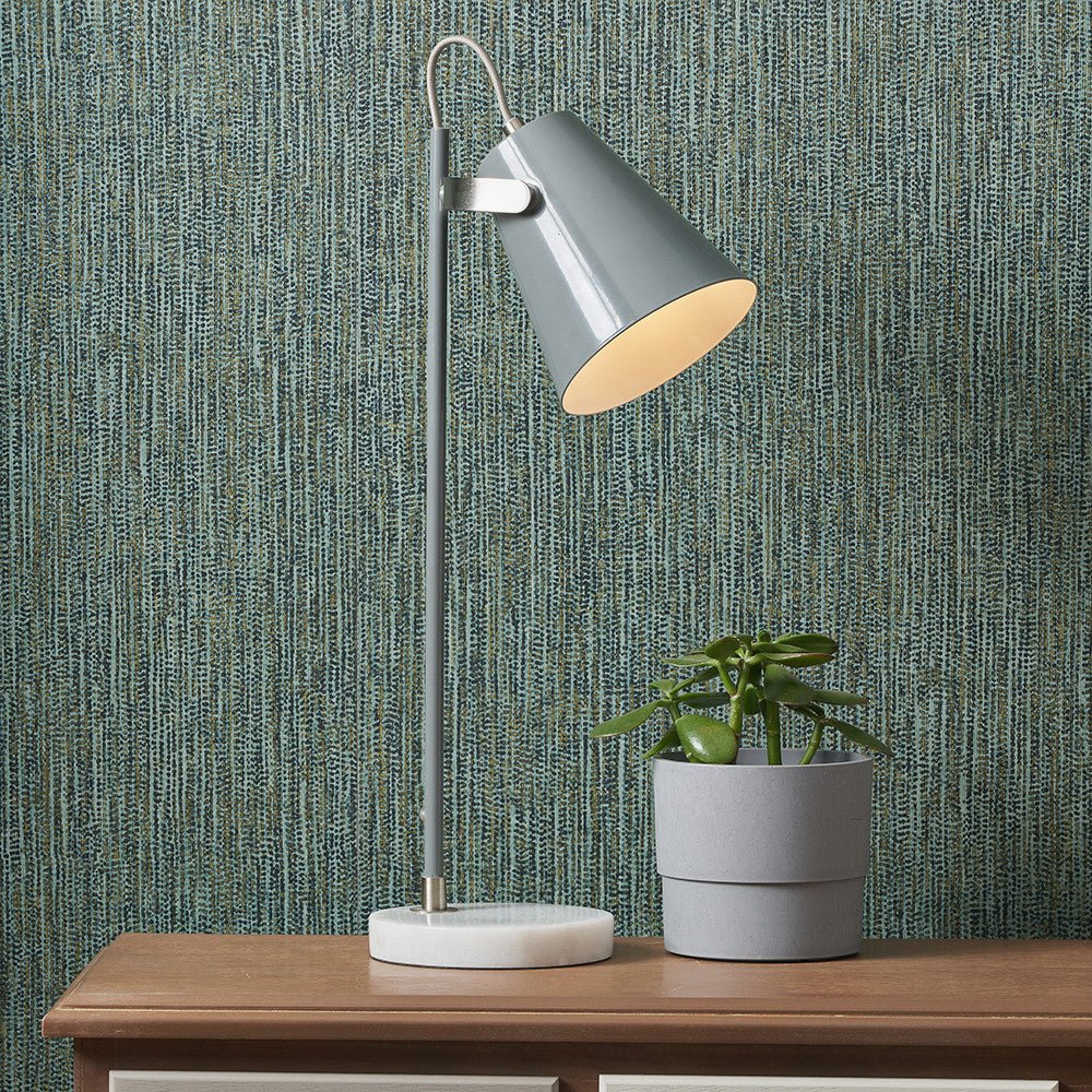 Tarquinia Grey and Satin Nickel Task Table Lamp - Distinctly Living