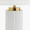 Waves White Ceramic Table Lamp and Shade With Brass Details - Distinctly Living