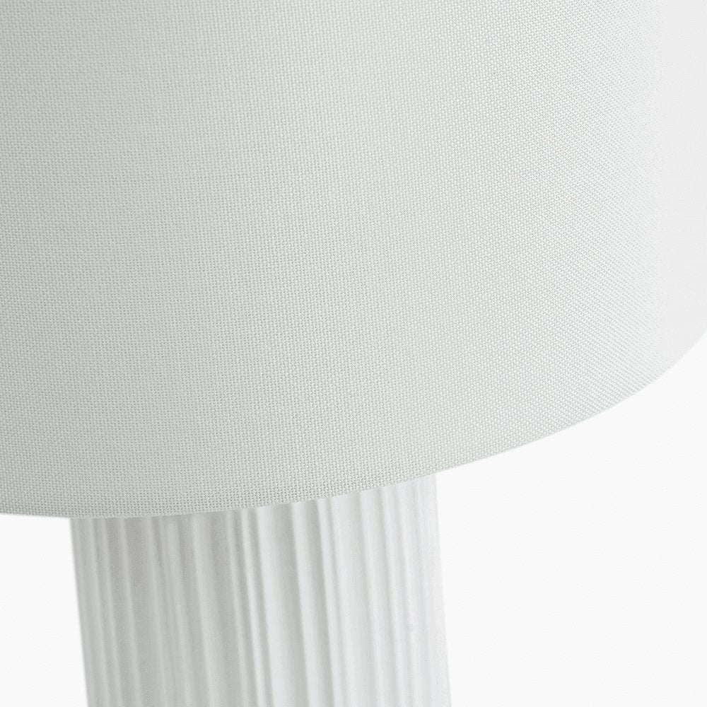 Waves White Ceramic Table Lamp and Shade With Brass Details - Distinctly Living