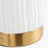 Waves White Ceramic Table Lamp and Shade With Brass Details - Distinctly Living