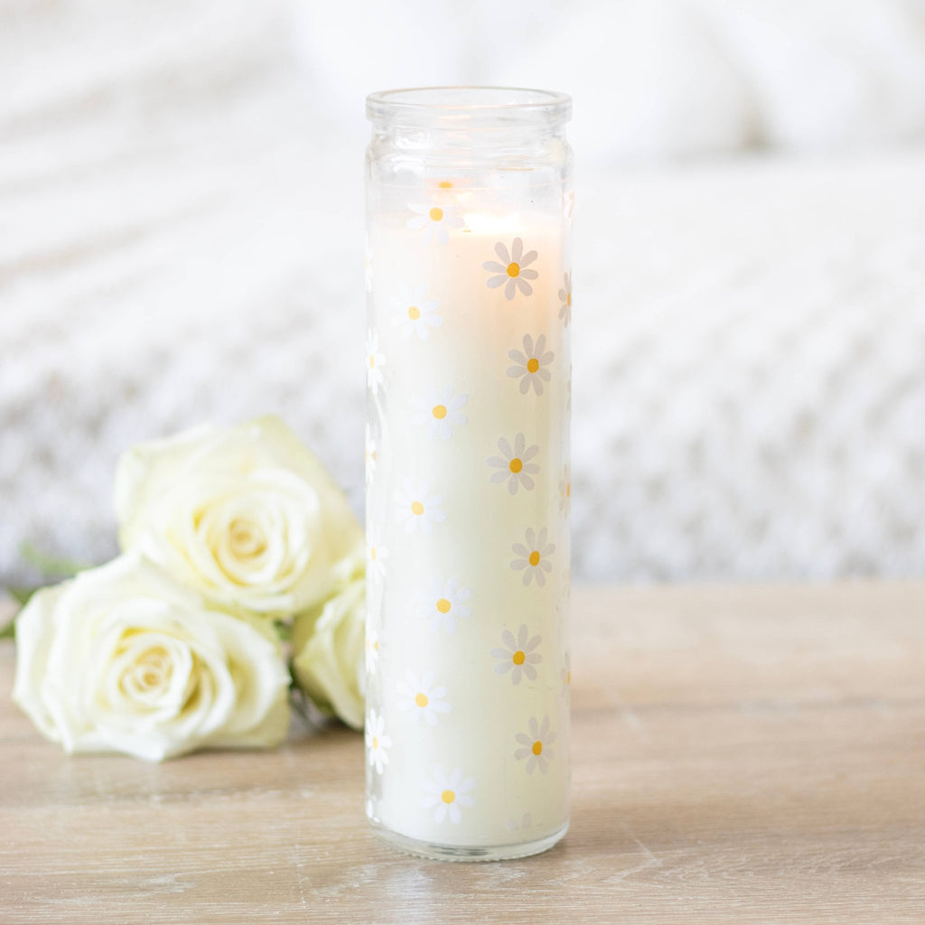 White Daisy Tube Candle - Distinctly Living