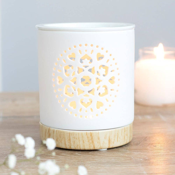 White Mandala Filigree Circle - Wax Warmer - Distinctly Living