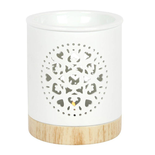 White Mandala Filigree Circle - Wax Warmer - Distinctly Living