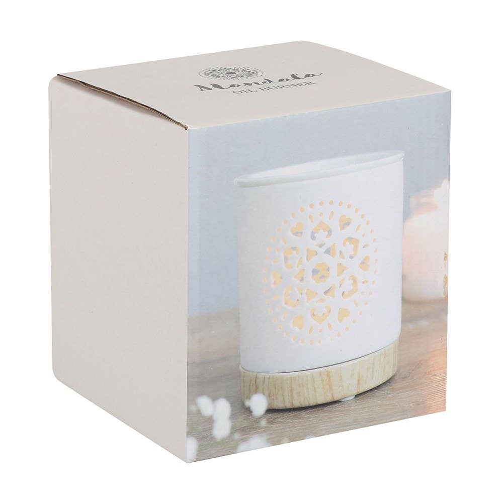 White Mandala Filigree Circle - Wax Warmer - Distinctly Living