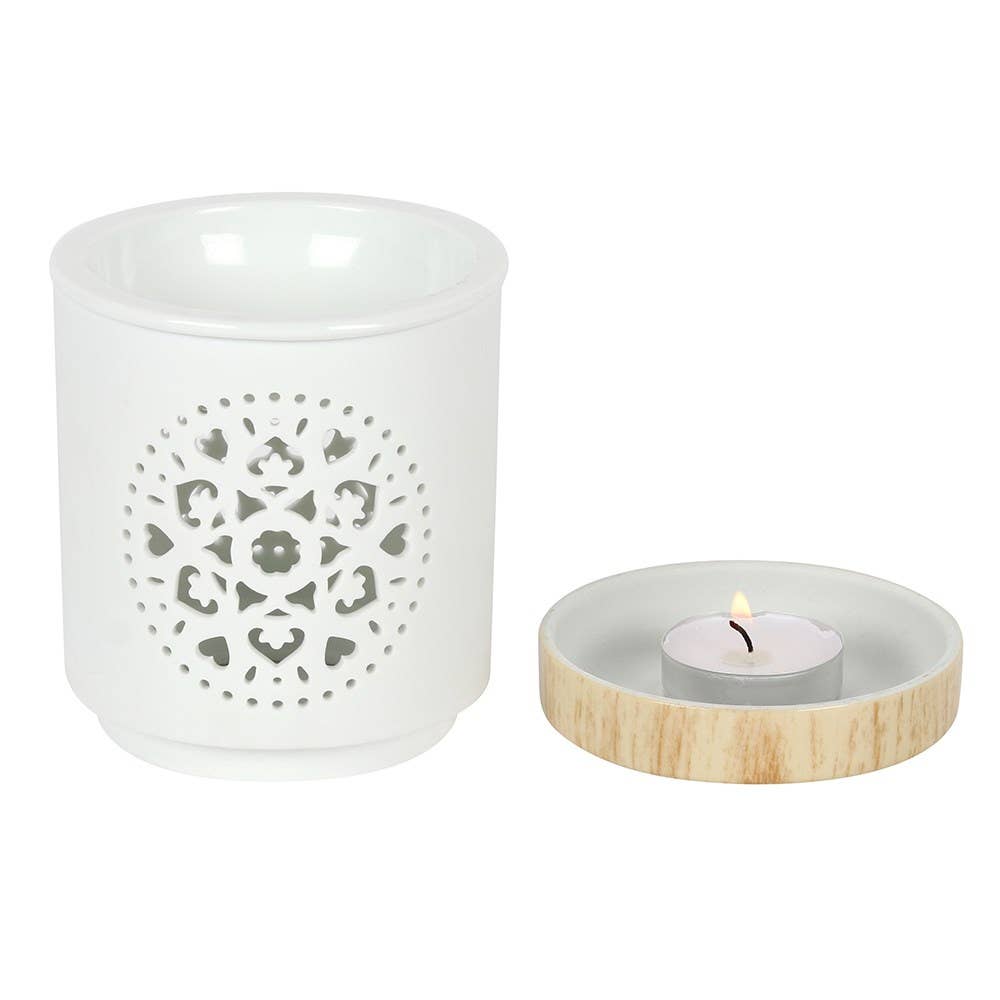 White Mandala Filigree Circle - Wax Warmer - Distinctly Living