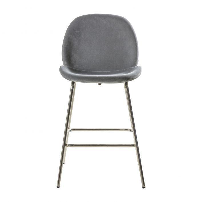 A Pair of Soft Velvet Barstools - Dark Grey, Light Grey, Black, Brown and Green - Distinctly Living 