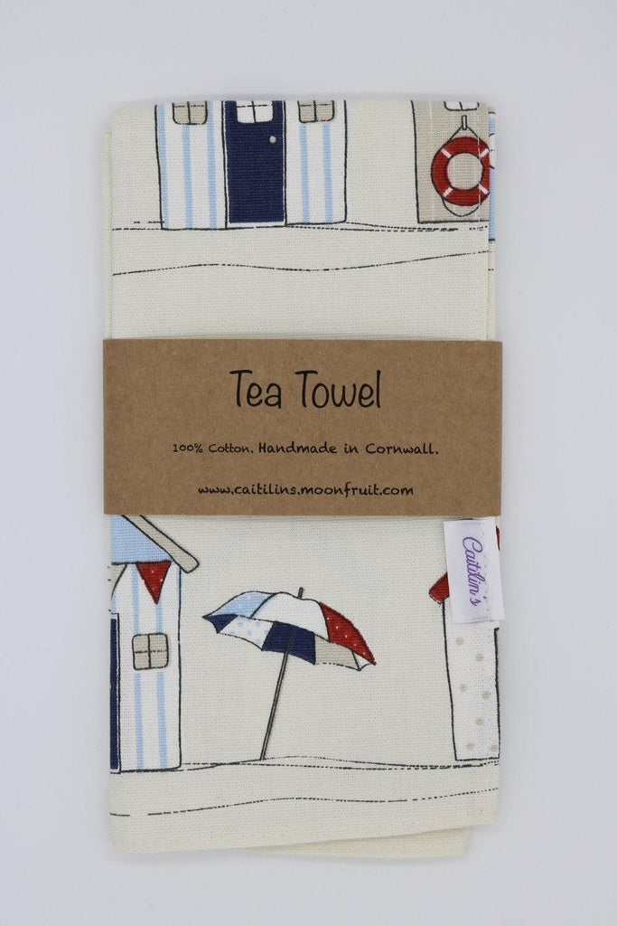 Beach Hut Design Tea Towel - Distinctly Living