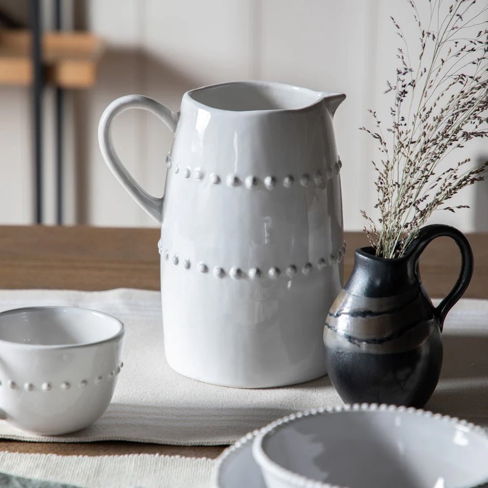 Beaded Off White Jug - Distinctly Living