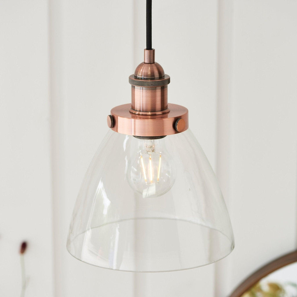 Carter Glass Pendant - Nickel, Brass or Copper - Distinctly Living 