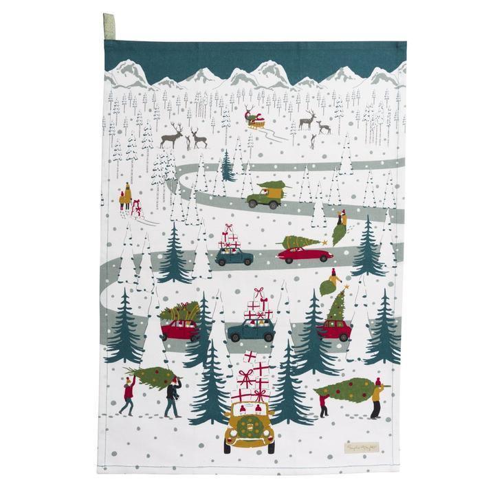 Driving Home For Christmas Tea Towel - Distinctly Living