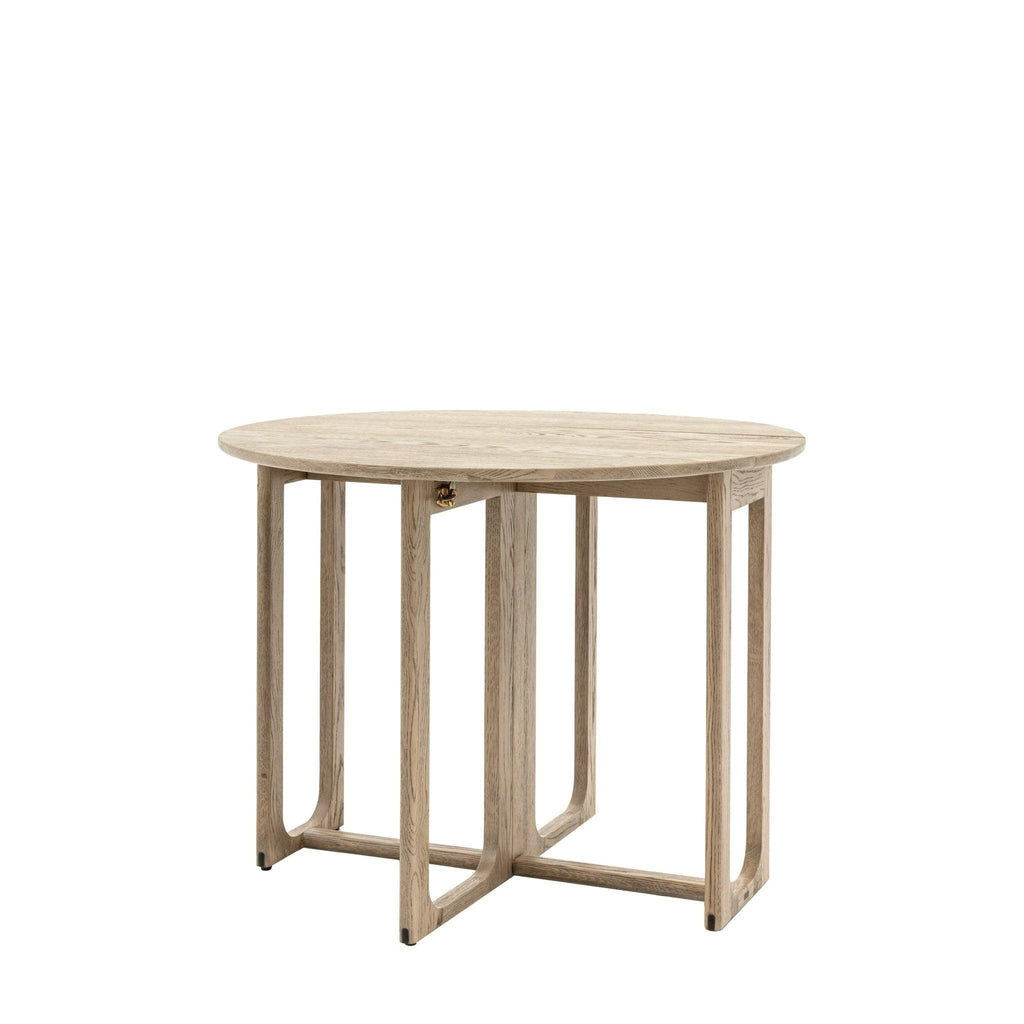 Folk Oak Round Folding Dining Table - Natural or Smoked - Distinctly Living 