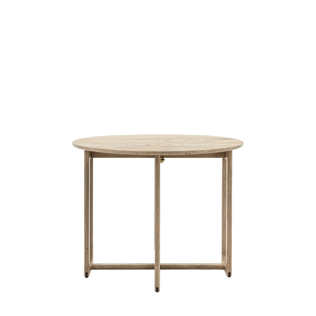 Folk Oak Round Folding Dining Table - Natural or Smoked - Distinctly Living 