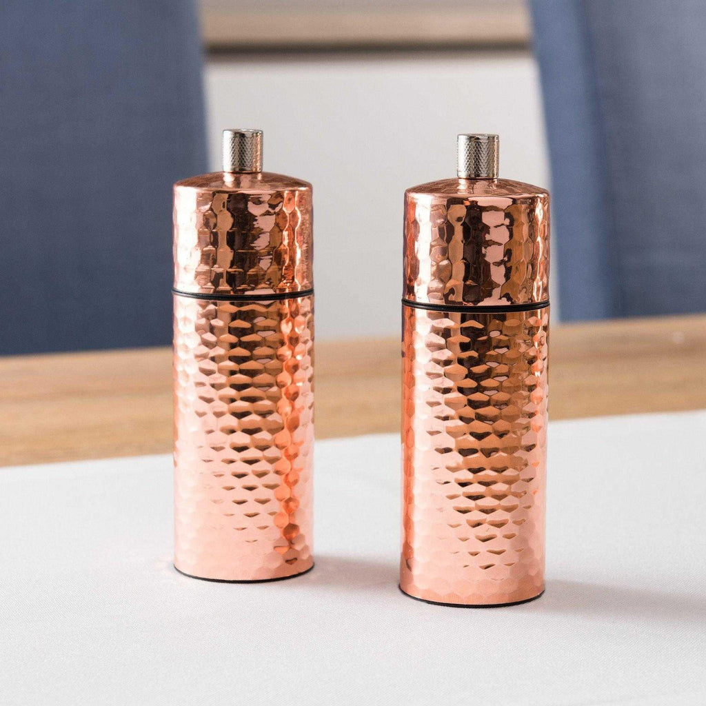 Hammered Copper Effect Salt & Pepper Cruet / Grinder Set - Distinctly Living