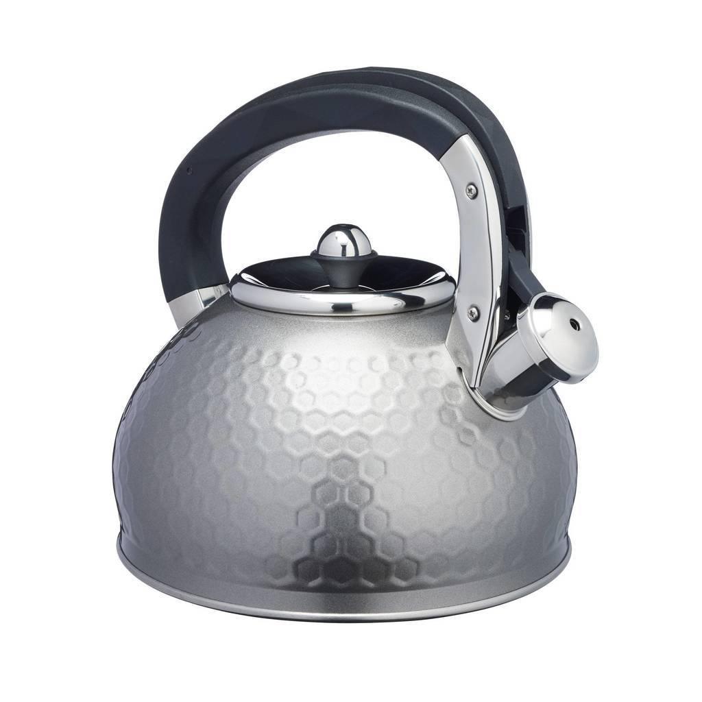 Hex Whistling Stove Top Kettle in White or Silver Grey - Distinctly Living 