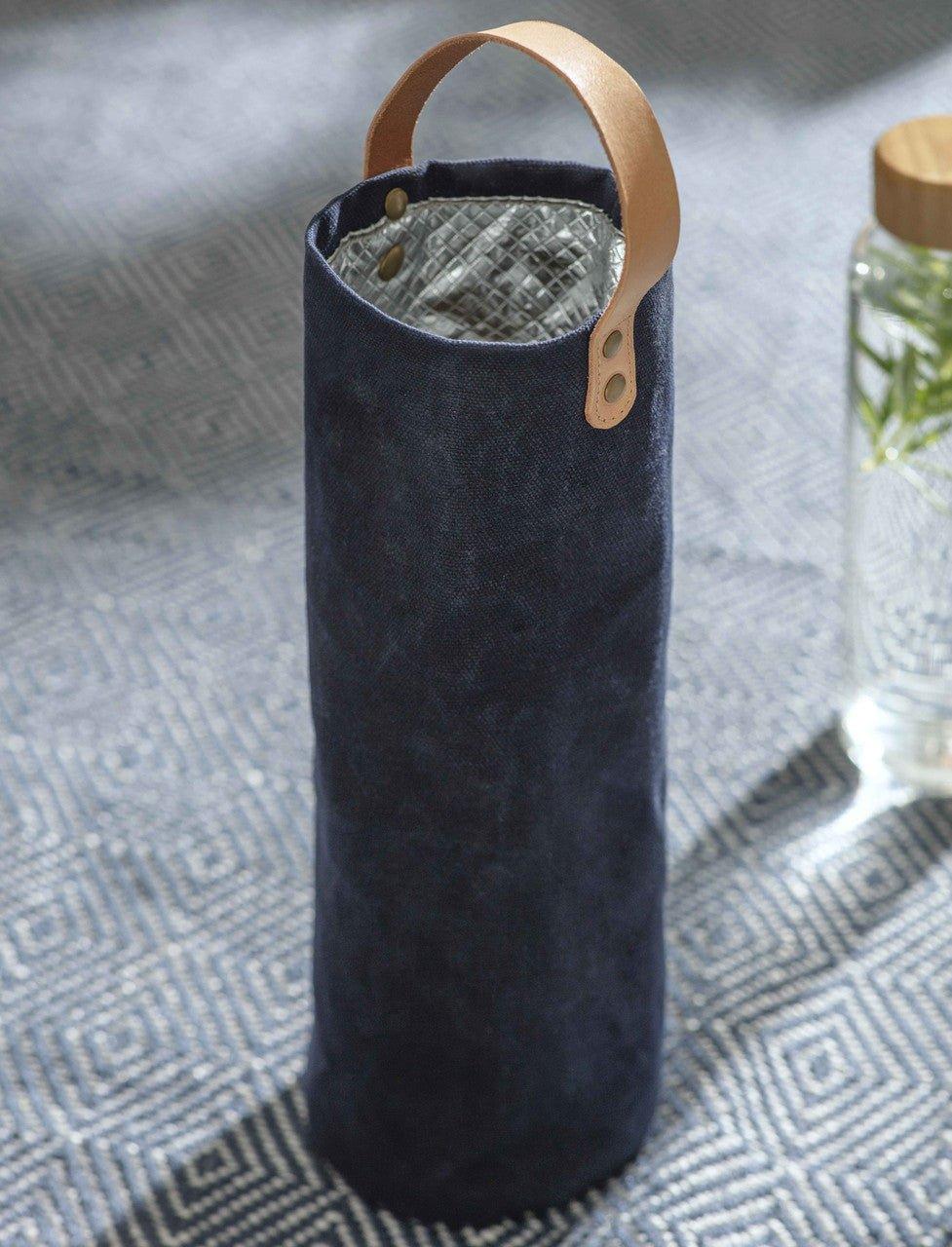 Ink Wax and Leather Insulated Wine Carrier - Distinctly Living 