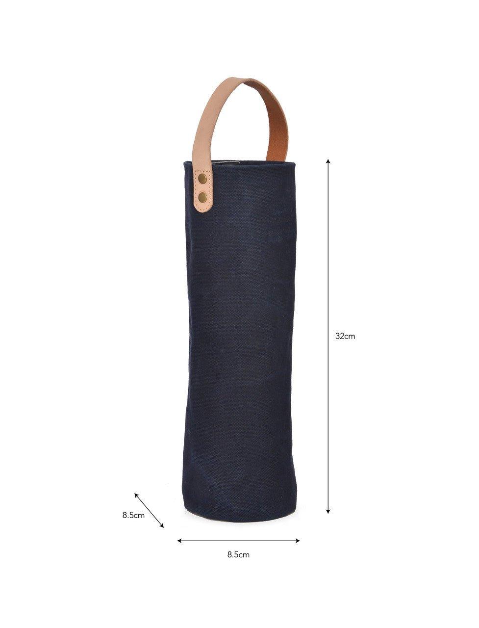 Ink Wax and Leather Insulated Wine Carrier - Distinctly Living 