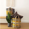 Large Jute Storage Bag - Mustard, White and Black Stripe - Distinctly Living