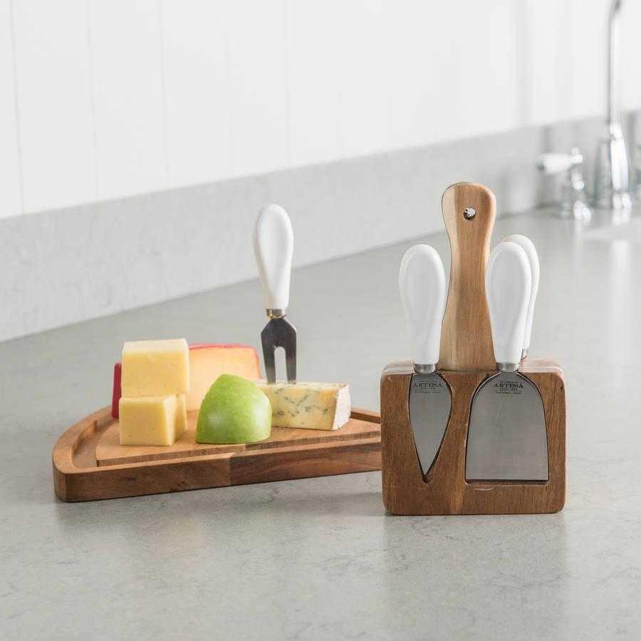 Magnetic Cheese Knife Set in Wooden Block - Distinctly Living 