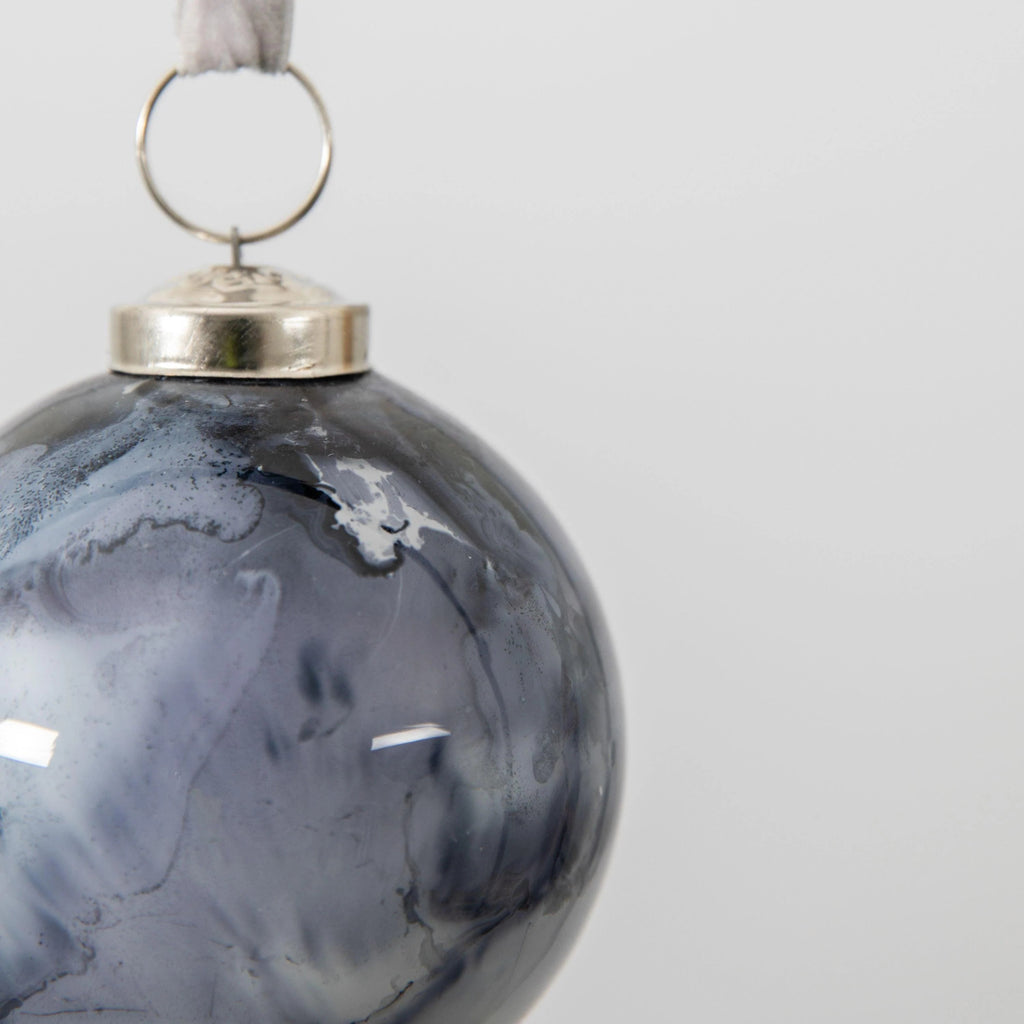 Marbled Silver Xmas Tree Bauble - Large - Distinctly Living