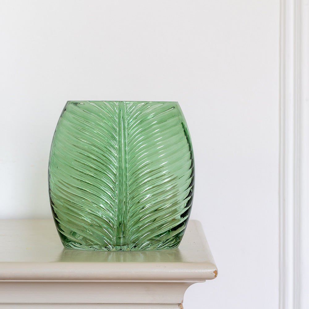 Palm Glass Vase Green Large - Distinctly Living