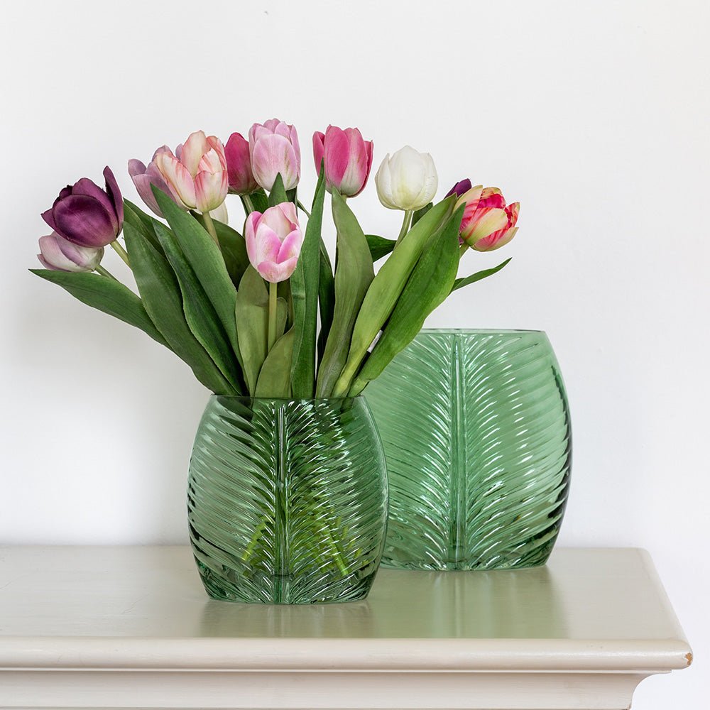 Palm Glass Vase Green Large - Distinctly Living