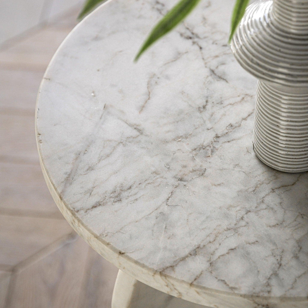 Pisa - Marble Side Table - White or Black - Distinctly Living 