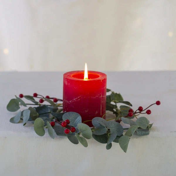 Red Berry & Eucalyptus Candle Ring - Distinctly Living